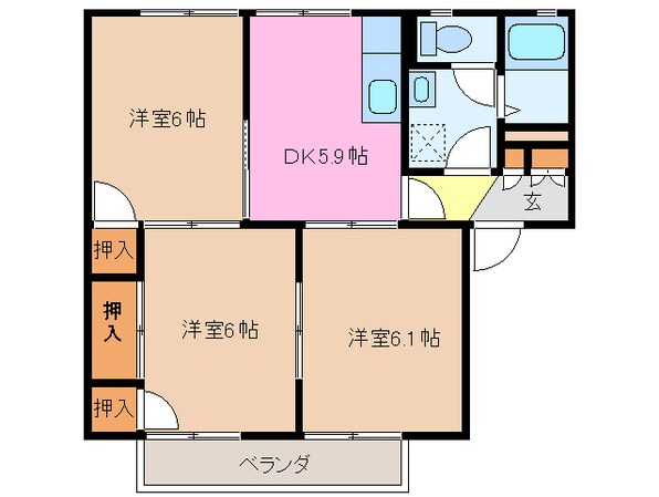 伊勢中川駅 徒歩15分 1階の物件間取画像